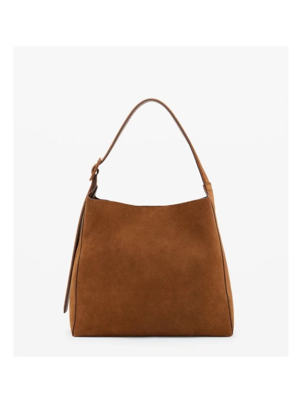 MANGO MNG suede leather women's large hobo shopper bag - Brown